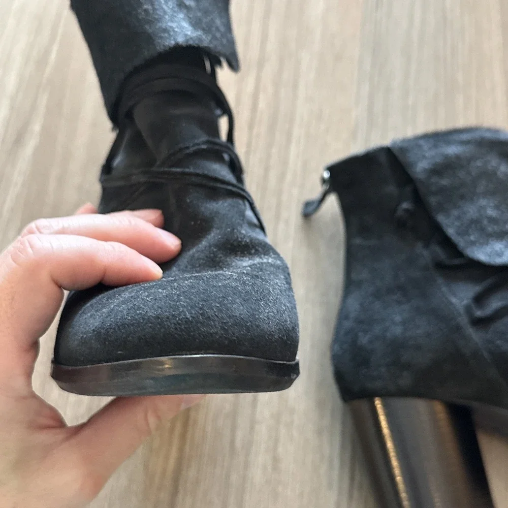 Homer Artisan‎ Spain Suede Ankle Boots Booties Size 37 Black